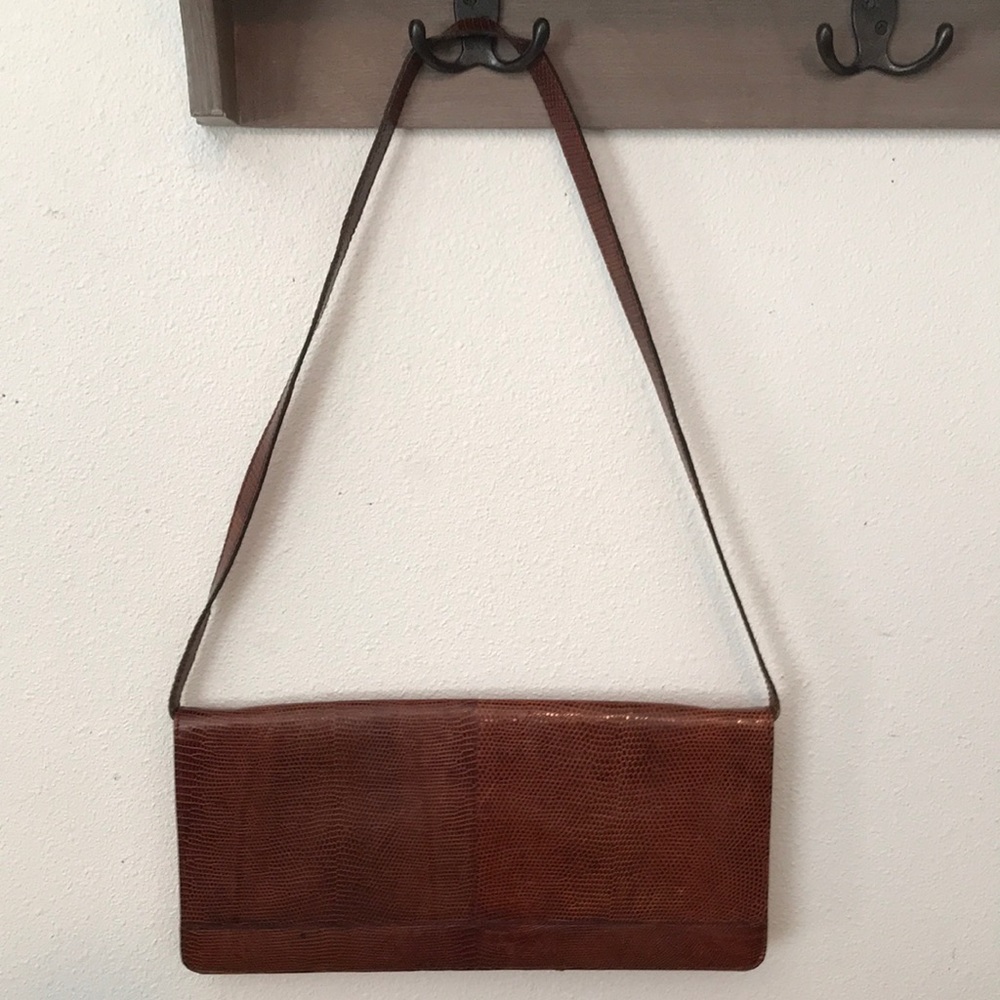 Esteve Vintage Brown Snakeskin Clutch/Shoulder Bag strap 32 inches